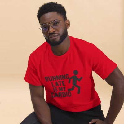 Playful Cotton Tee for Busy Lives - "Running Late" Design